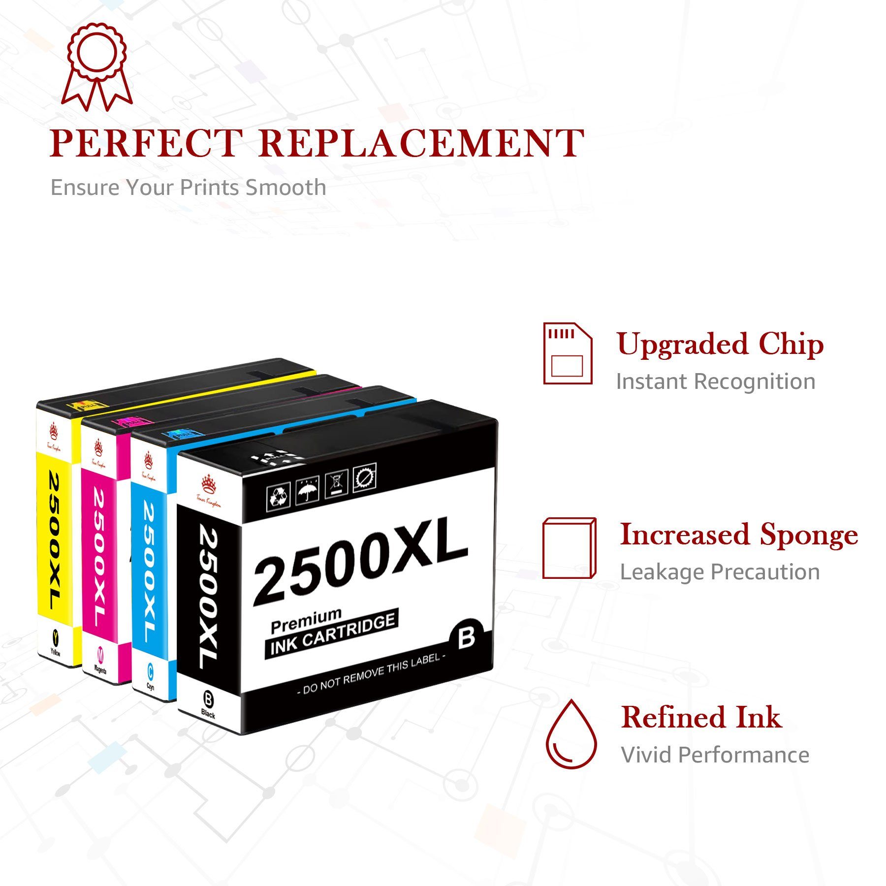 Toner Kingdom 4er-Farben 2500XL Kompatibel Canon PGI-2500 XL Multipack Tintenpatrone (Canon Maxify IB4000 IB4050 IB4150 MB5000 MB5050 MB5100 MB5150 MB5155, MB5300 MB5350 MB5400 MB5450 MB5455)