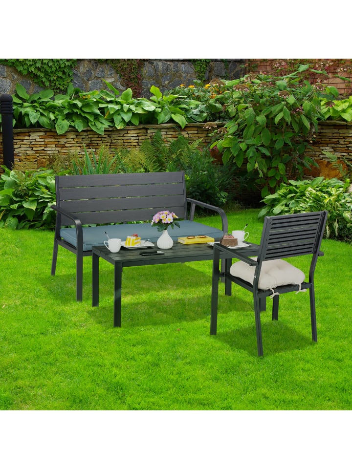relaxdays Gartenbank in Schwarz - (B)118 x (H)78 x (T)66 cm günstig kaufen onesize