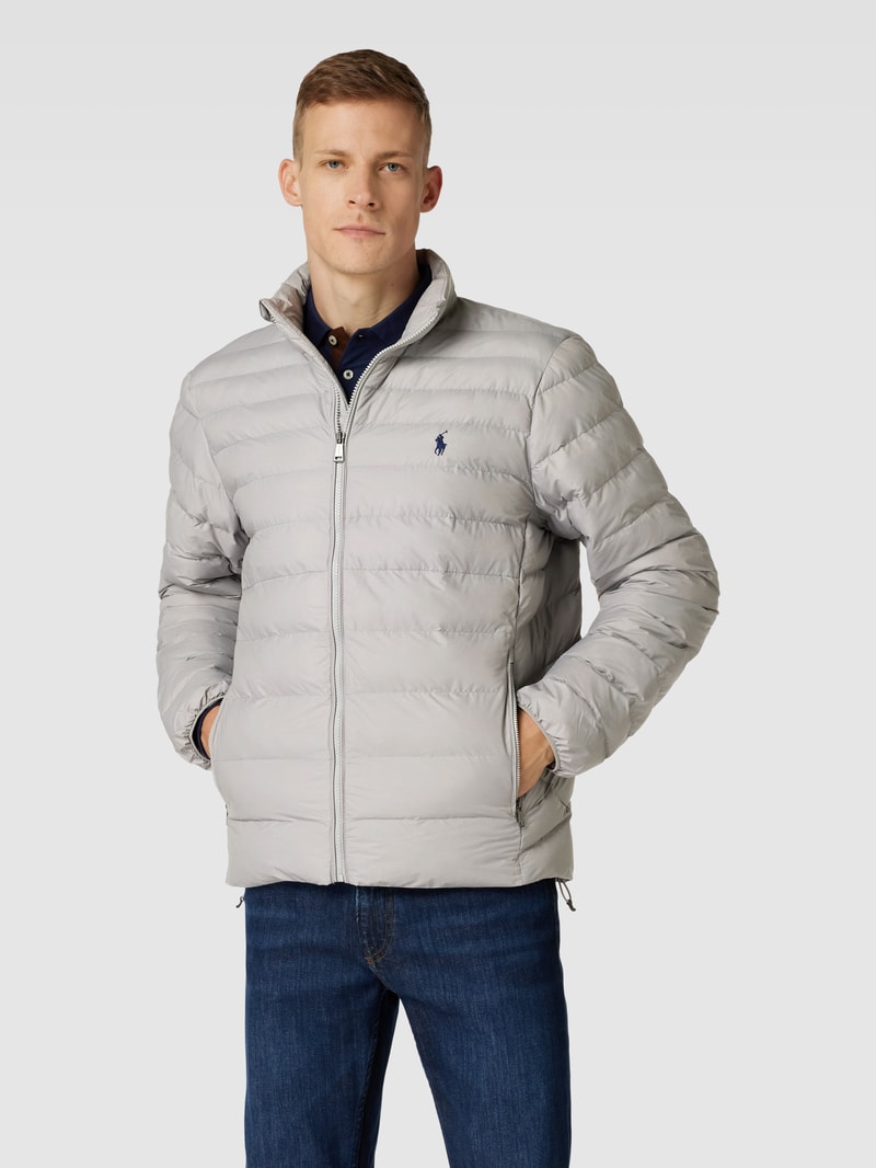 Steppjacke mit Label-Stitching Modell 'TERRA' in hellgrau
