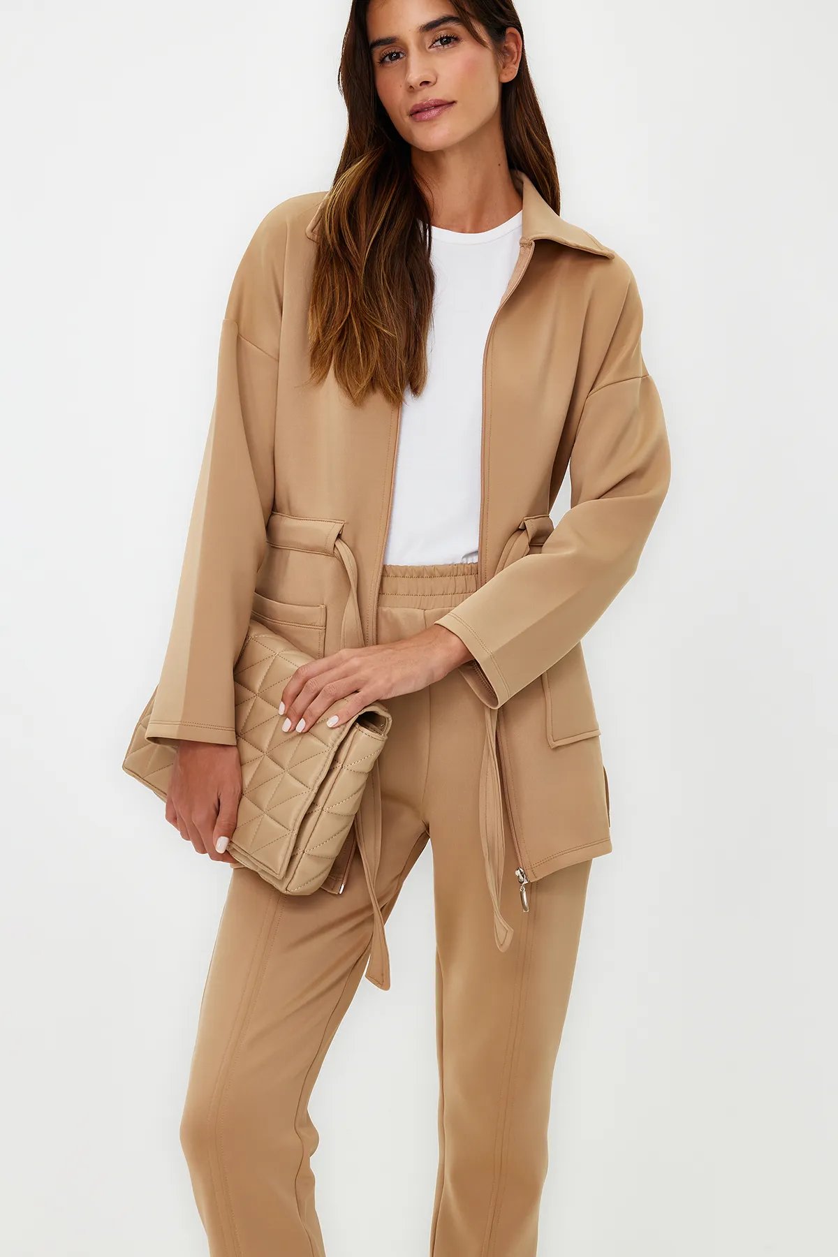 Trendyol Modest  Braunes Taucher-/Tauchbindungs-Set mit detailliertem gestricktem Ober- und Unterteil TCTAW24EN00017
