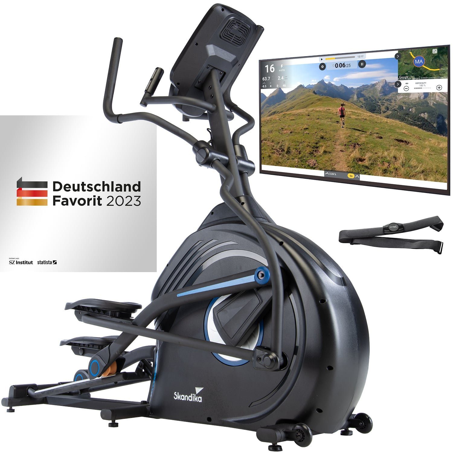 Skandika Crosstrainer CardioCross Carbon Conqueror, Premium Ellipsentrainer, 25kg Schwungmasse