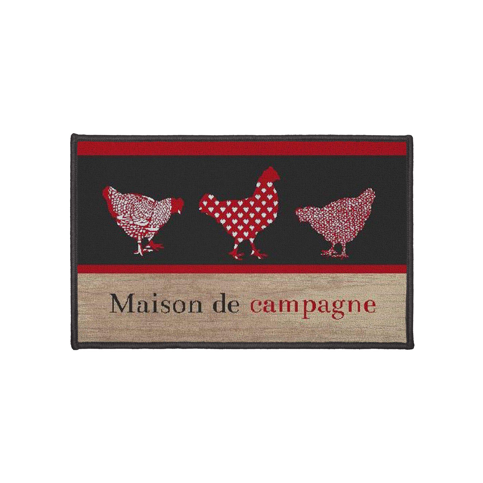 Tapis cuisine anti-poussière rectangulaire, imprimé poules