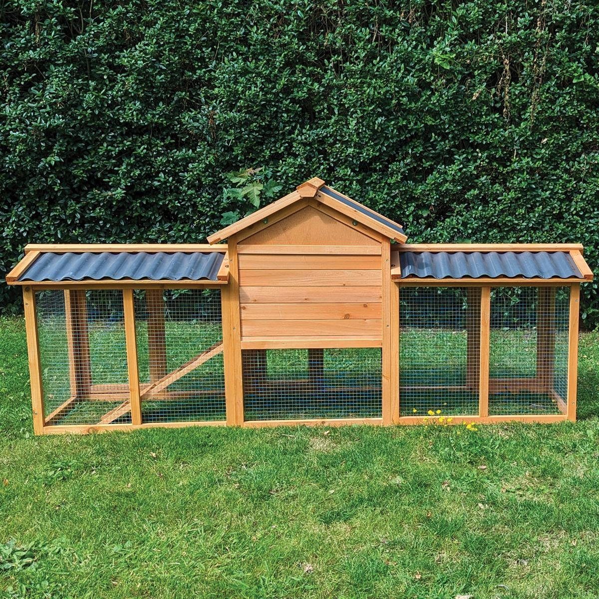Zoo-XXL Kleintierstall Kaninchenstall Picasso Natur mit PVC Welldach