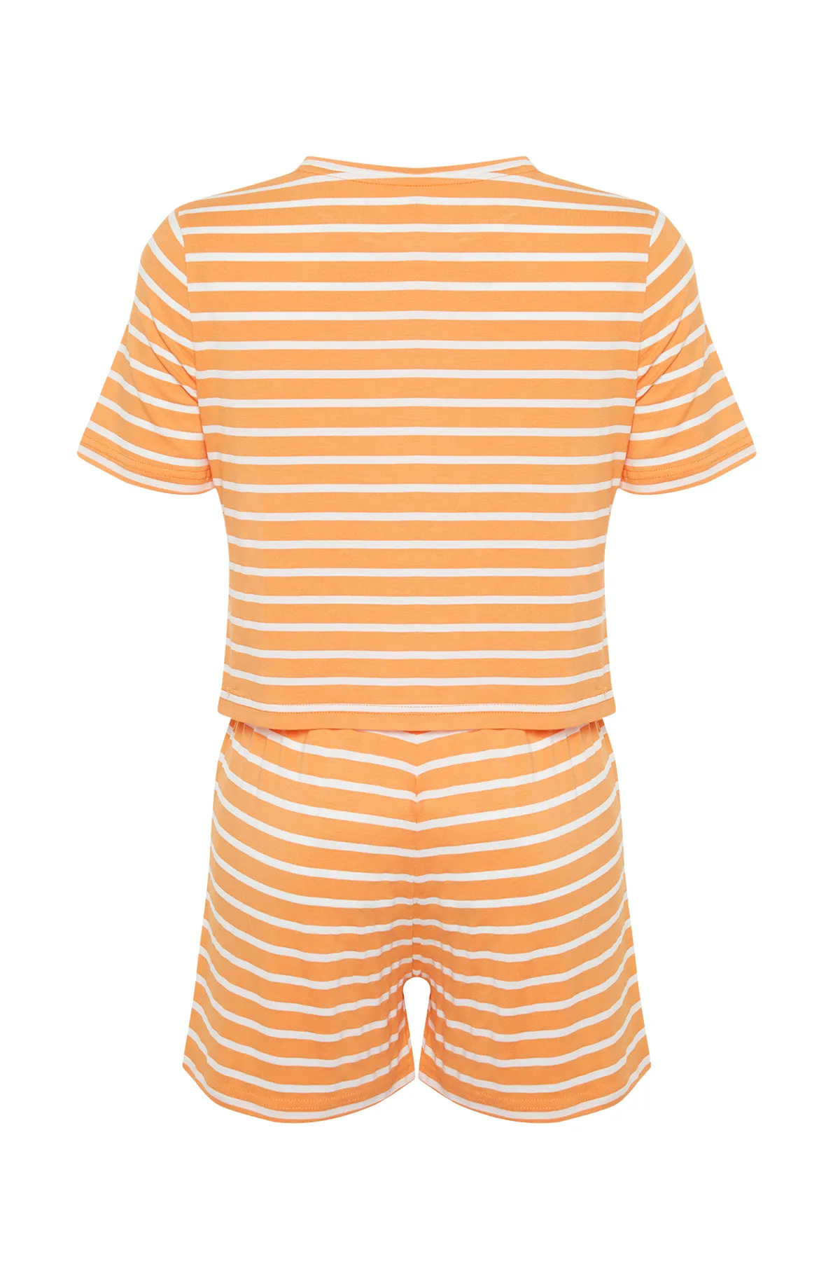 Trendyol Collection  Orangefarbenes Pyjama-Set aus T-Shirt und Shorts mit Regenbogen-Aufdruck THMSS20PT0230