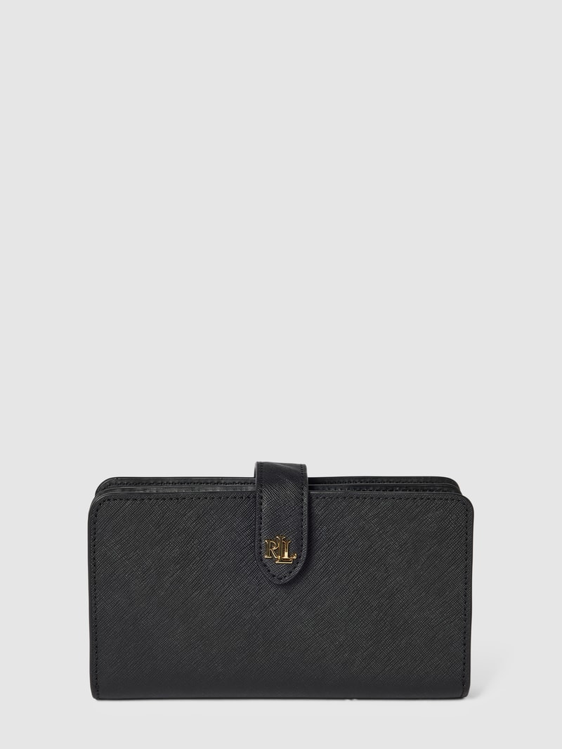 Portemonnaie aus Leder mit Label-Detail Modell 'TECH' in schwarz