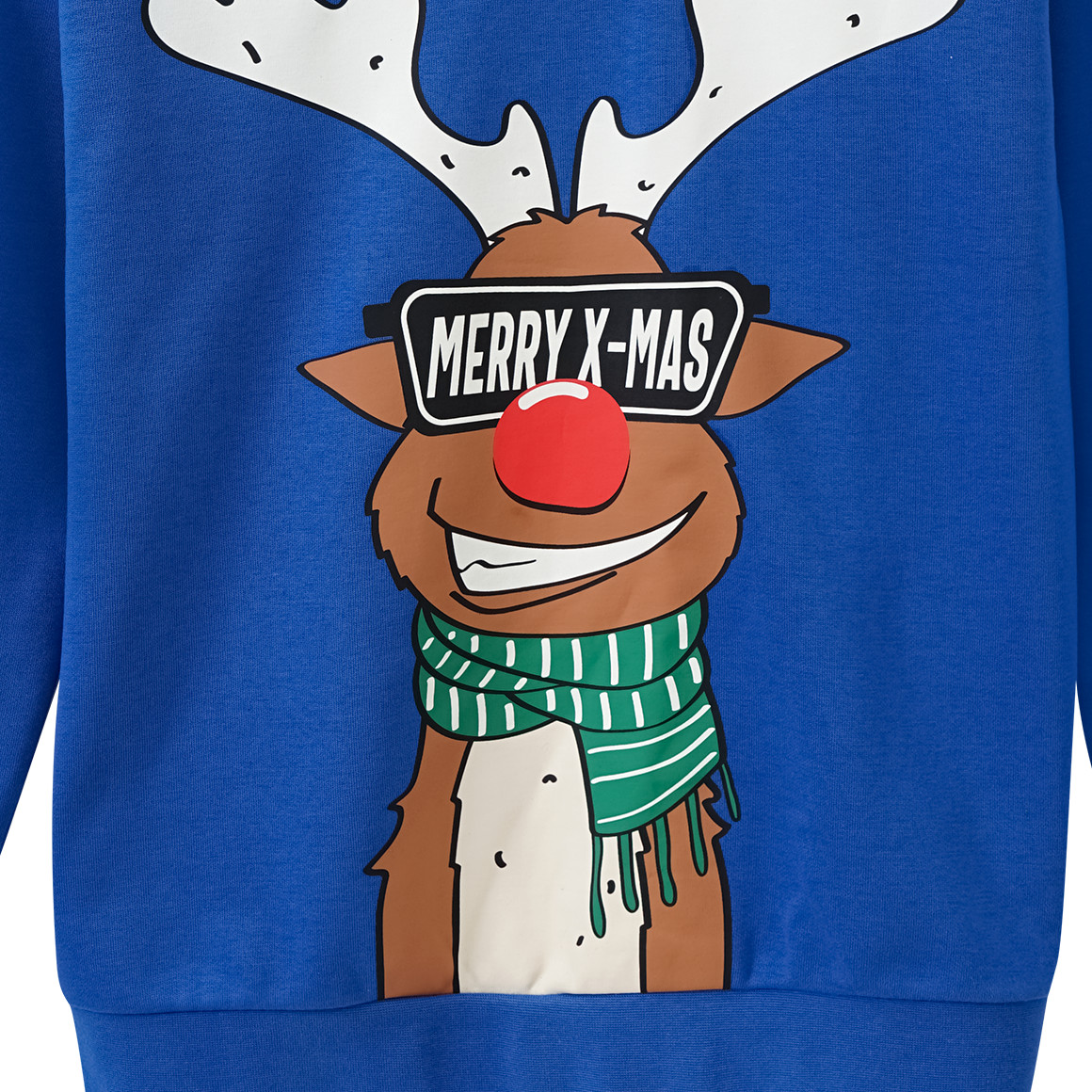 Jungen Weihnachtssweatshirt mit großem Print blau