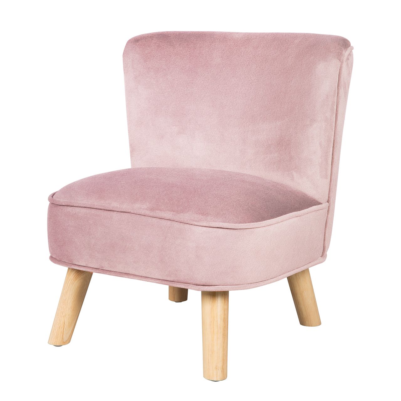 Roba Kindersessel „Lil Sofa“, bequemer Sessel mit stabilen Holzfüßen und Samtstoff in Mauve