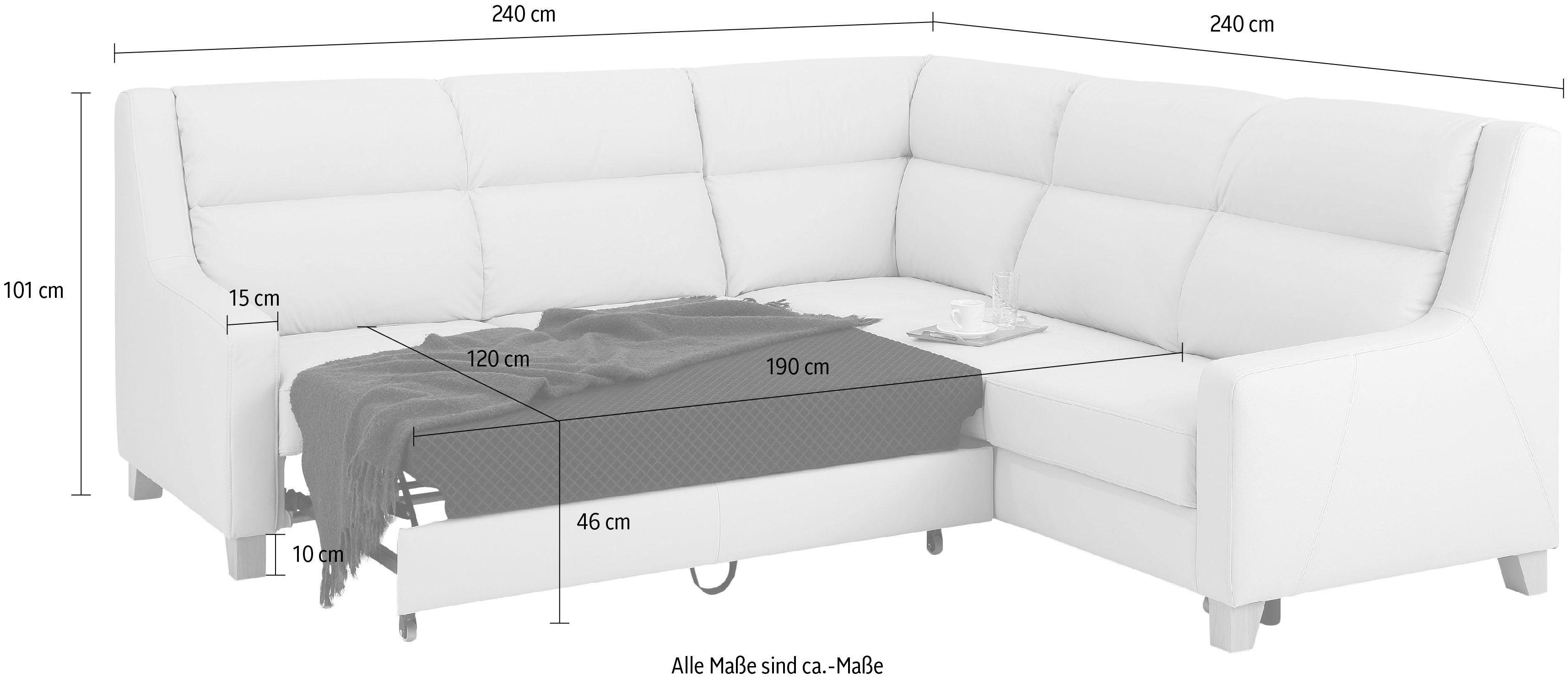 Home affaire Ecksofa Alrik, gleichschenklige Polsterecke, mit Schlaffunktion und Bettkasten