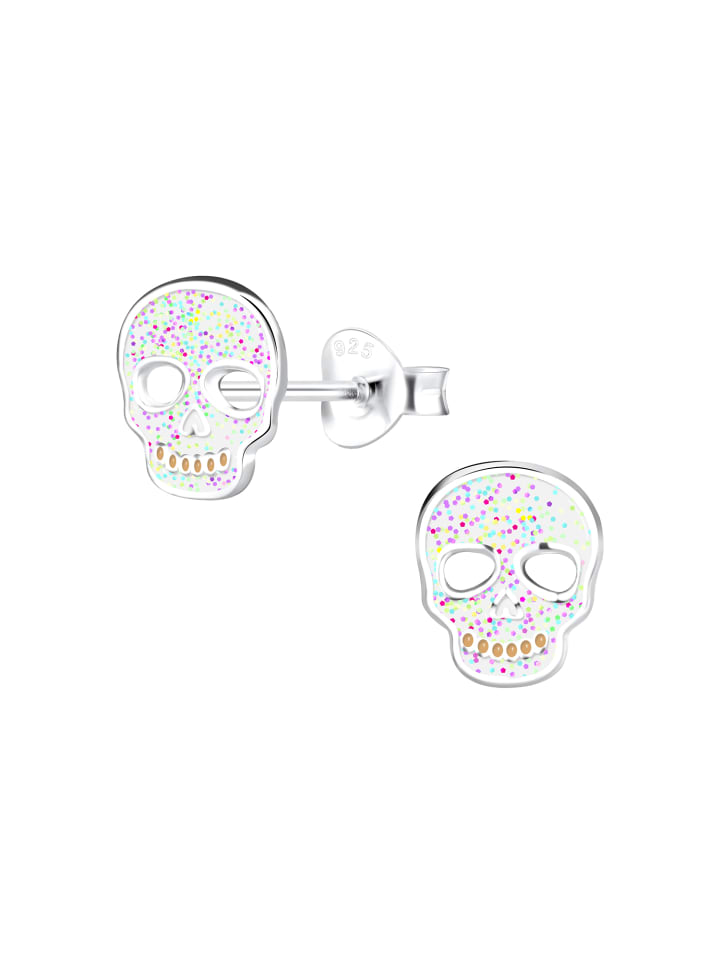 Alexander York Ohrringe, Ohrstecker TOTENKOPF weiß in 925 Sterling Silber, 2-tlg. günstig kaufen onesize