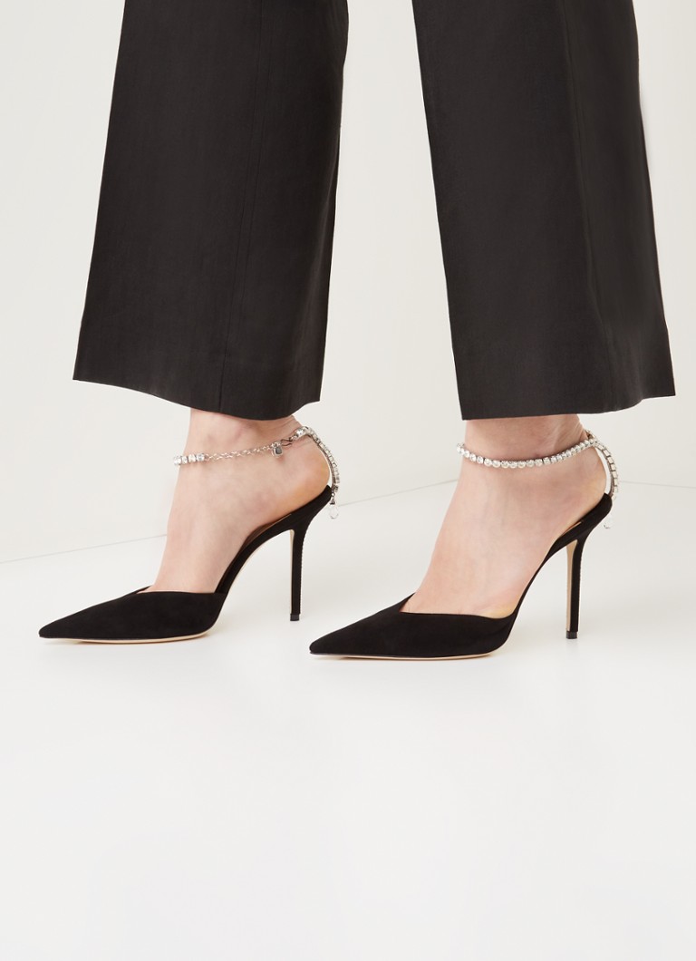 Jimmy Choo Saeda suede pump with crystal
