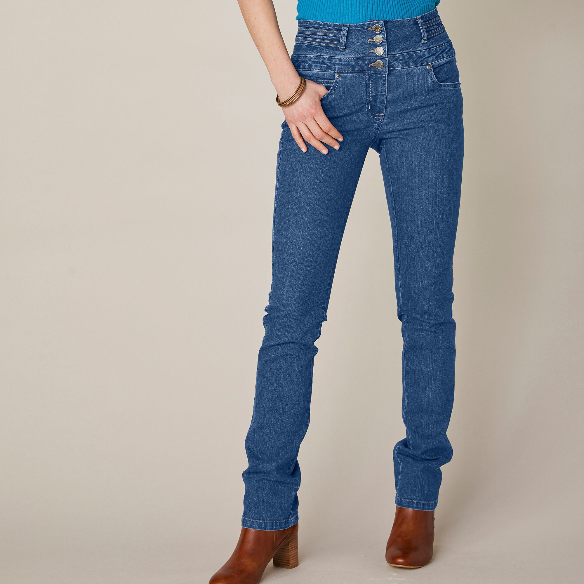 Jean coupe droite taille haute
