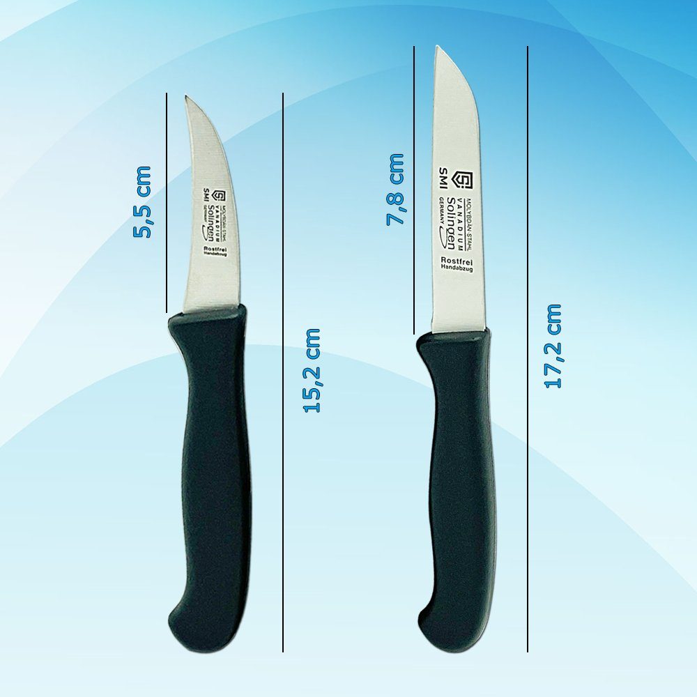 SMI Obstmesser 2 Stück Schälmesser Solingen Gemüsemesser Obstmesser gebogen / gerade