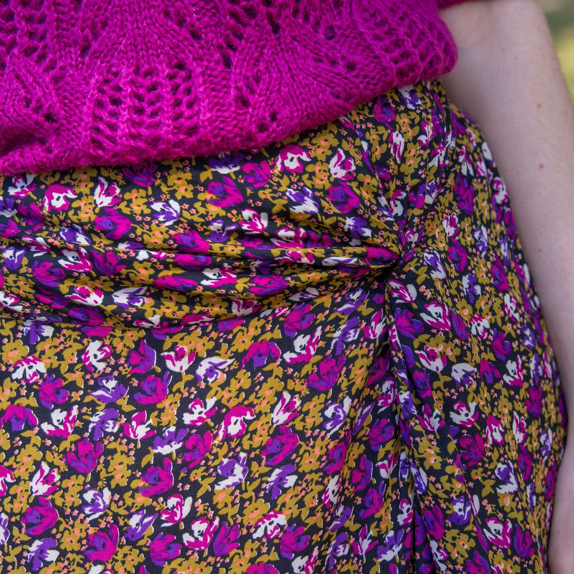 Jupe longue drapée imprimé fleuri