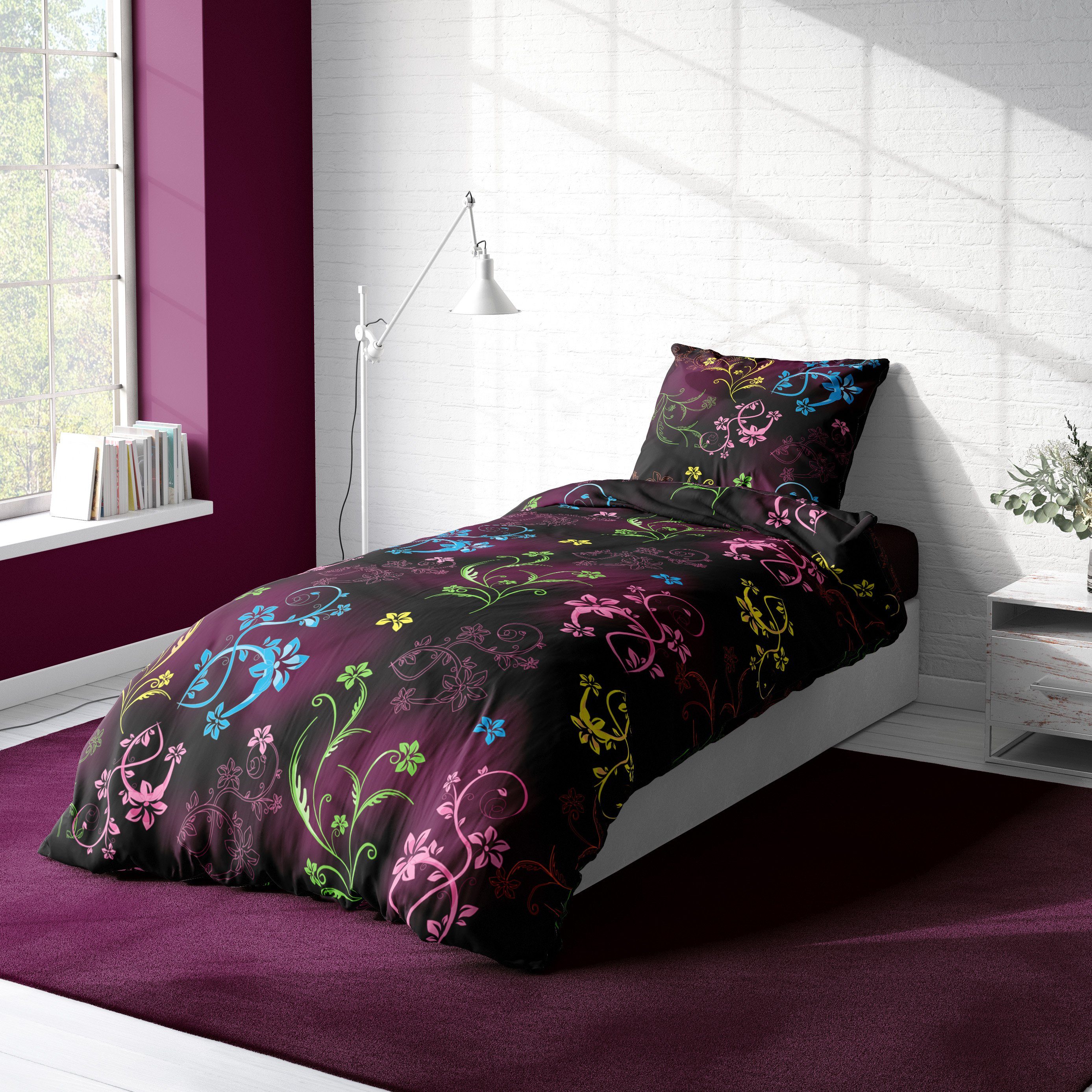 Bettwäsche Liselotte, One Home, Mikrofaser, 2 teilig, mit Blumen, modern Normalgröße