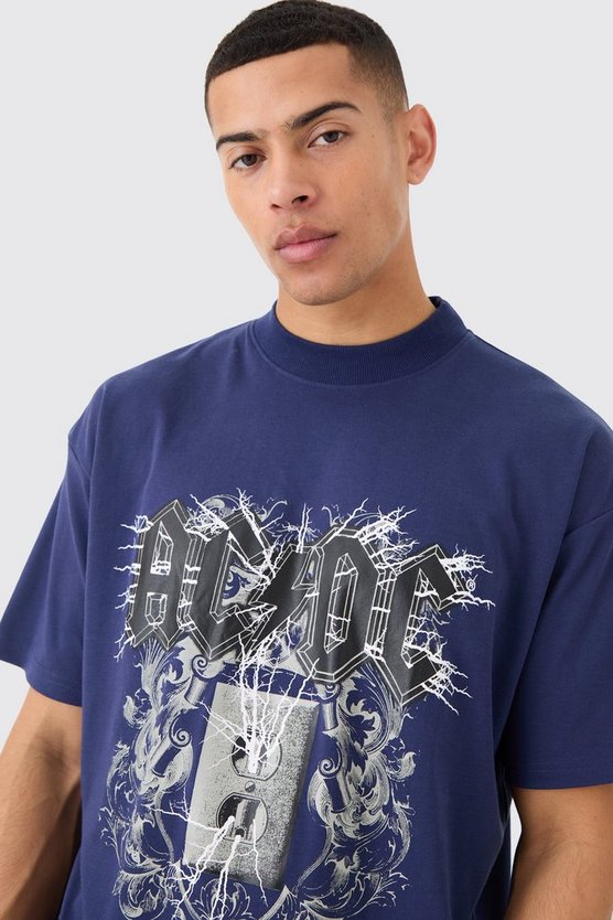 Oversize T-Shirt mit lizenziertem Acdc-Print & Mesh-Shorts