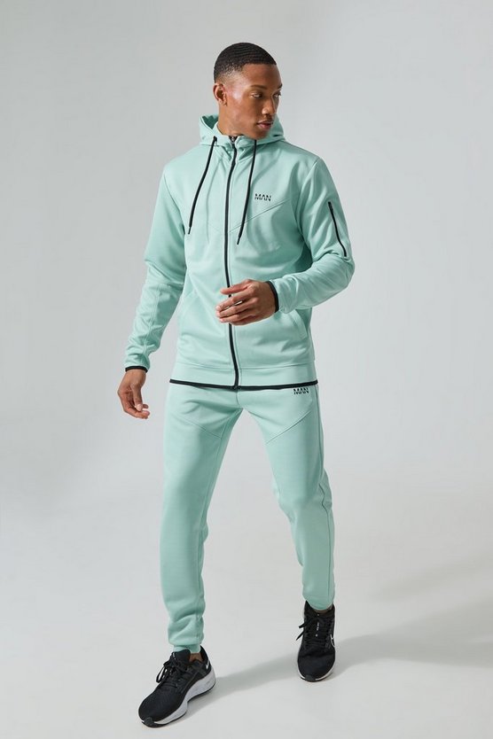 Active Colorblock Trainingsanzug mit Kapuze und Trichterkragen