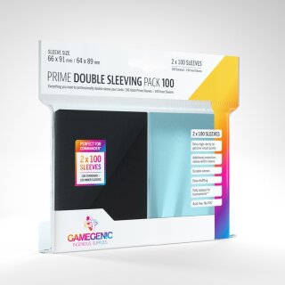Gamegenic - Prime Double Sleeving Pack Clear/Black (2x100)