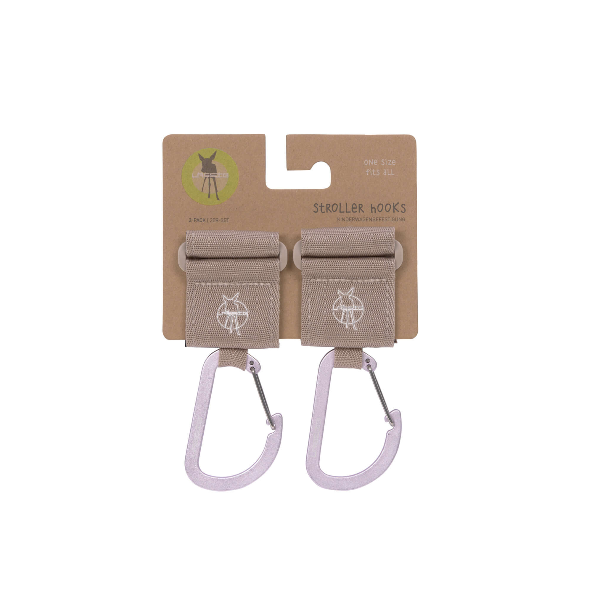 Kinderwagenhaken 2er Set - Karabiner, Beige