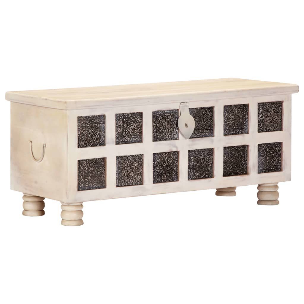 vidaXL Aufbewahrungsbox Aufbewahrungstruhe Weiß 110 x 40 x 45 cm Massivholz Akazie