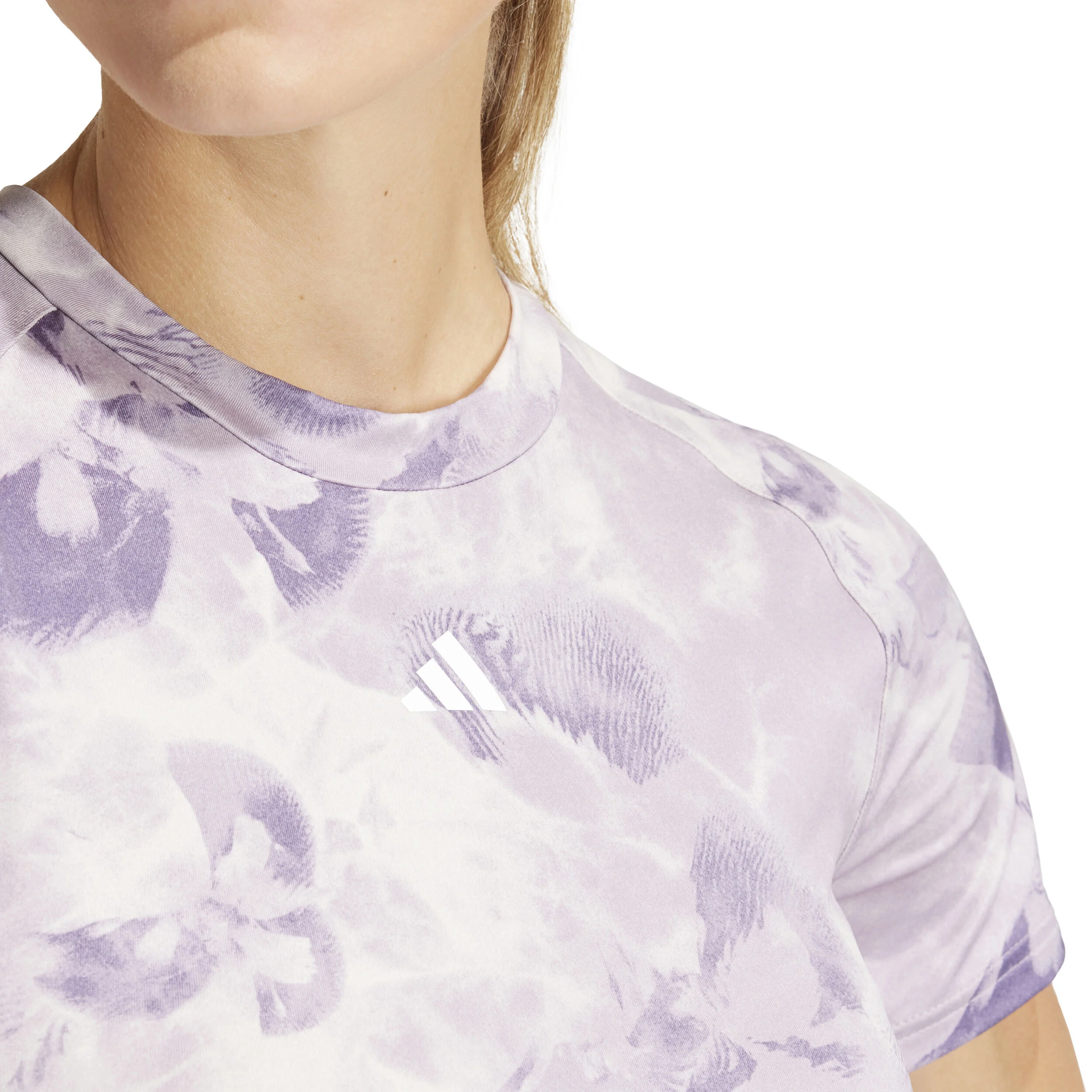 AOP Flower T-Shirt Damen - Flieder, Mehrfarbig