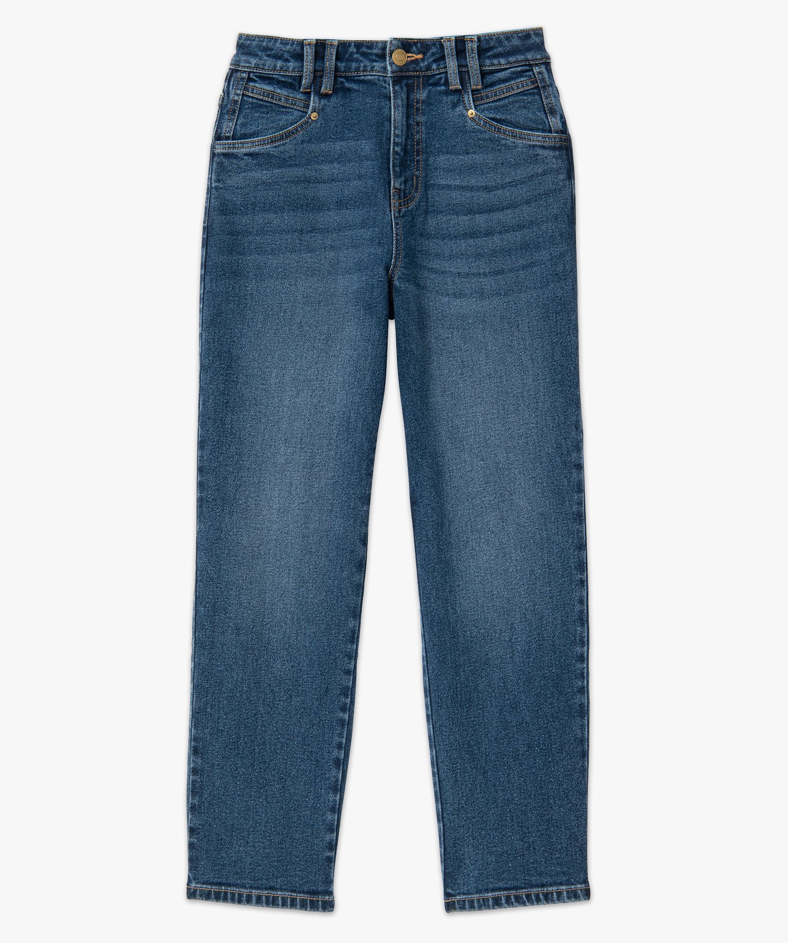 Jean cropped coupe straight taille haute stretch femme brut | GEMO