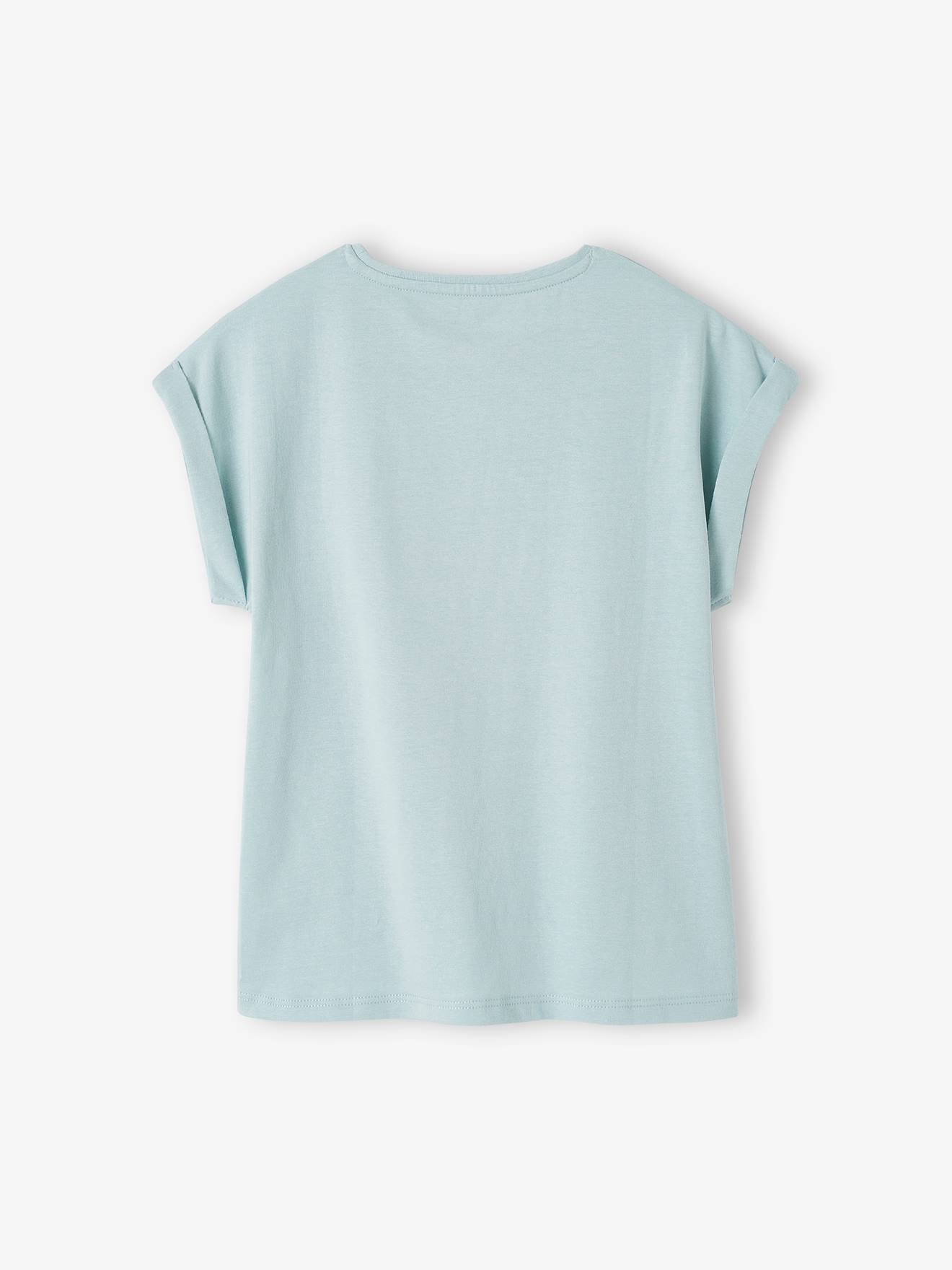 Vertbaudet Mädchen T-Shirt, Blumen-Schriftzug Oeko-Tex - marine/tres bien