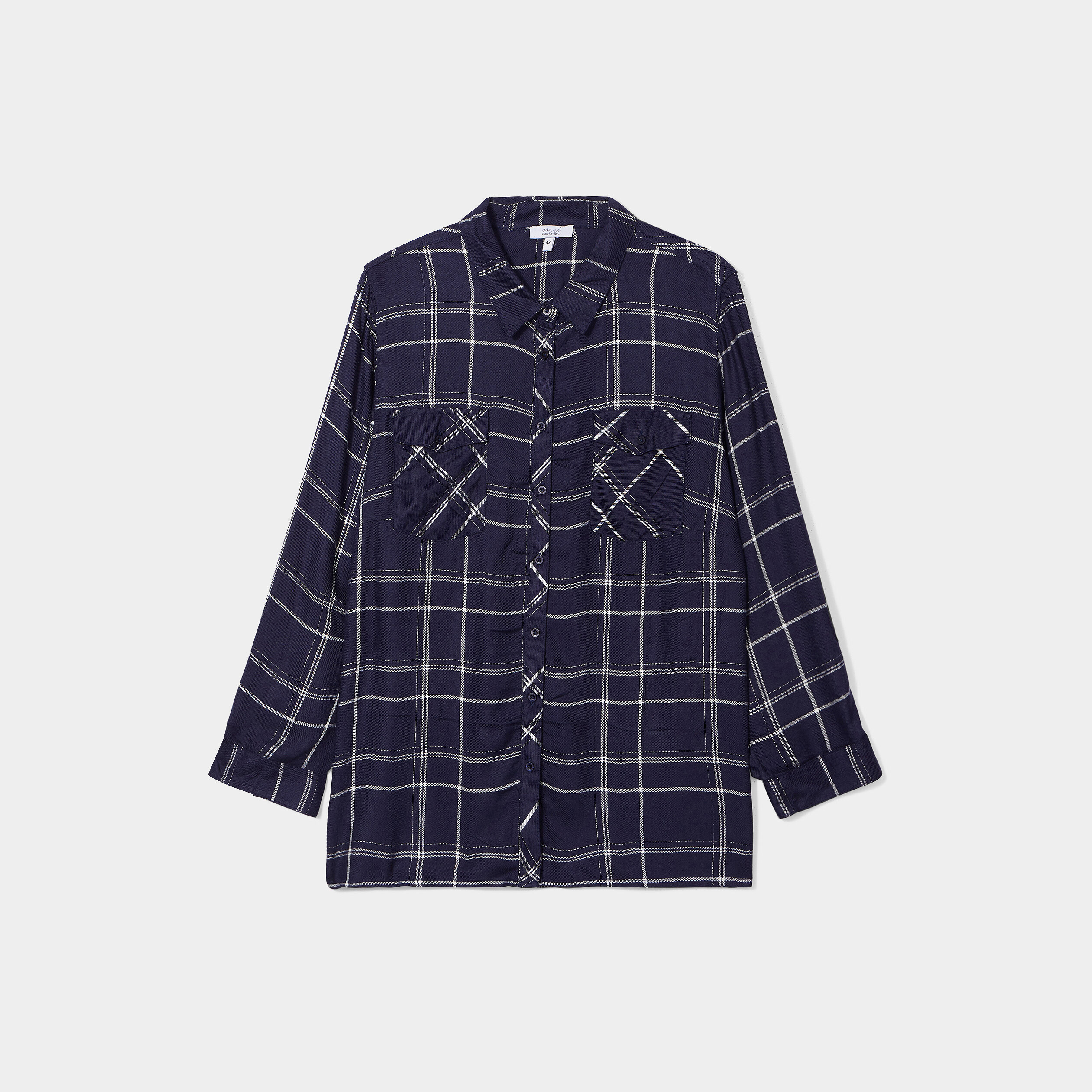 Chemise manches longues fluide bleu marine femme grande taille | La Halle