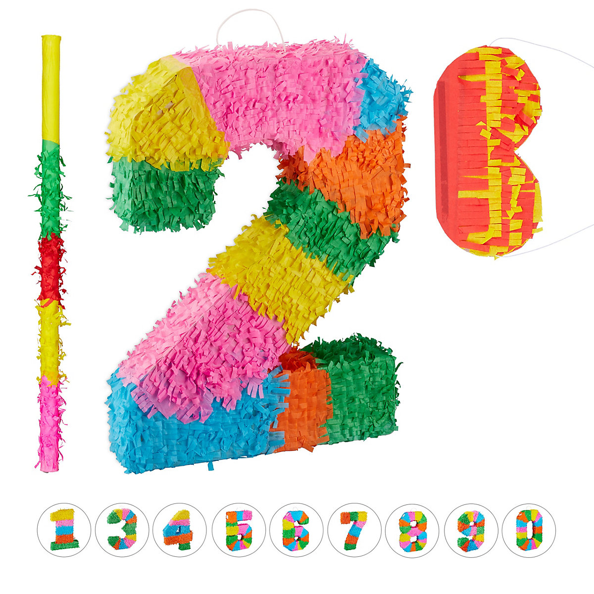 3-teiliges Pinata Set Zahl 2