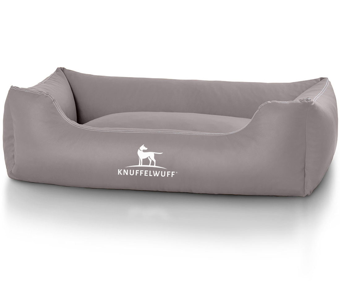 Knuffelwuff Hundebetten Knuffelwuff Kunstleder Hundebett Sidney grau M-L