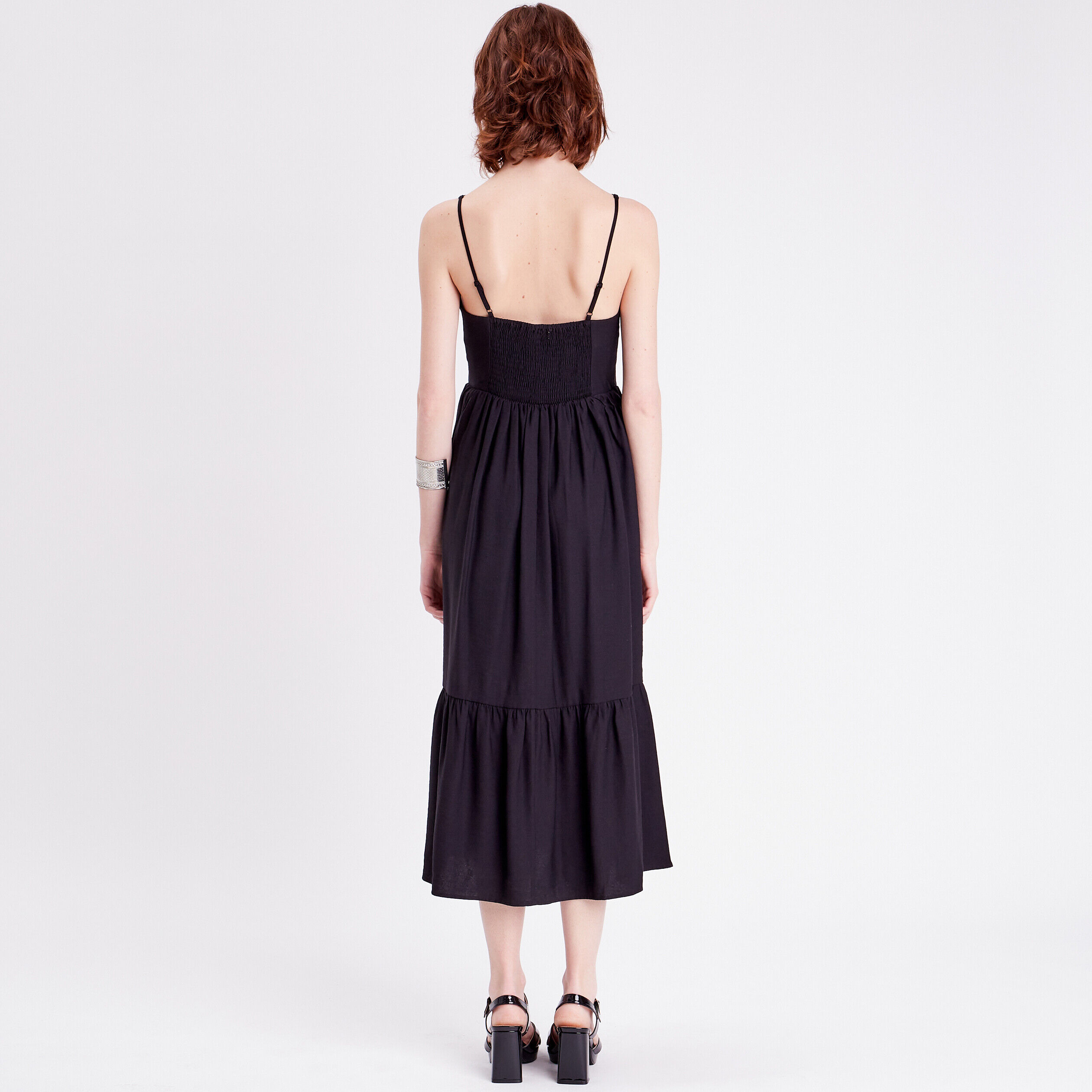 Robe évasée bretelles noir femme | Cache Cache