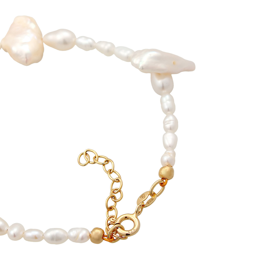 Elli PREMIUM Elli PREMIUM Bracelet Femmes tendance baroque avec perles d'eau douce en argent s Bracelet