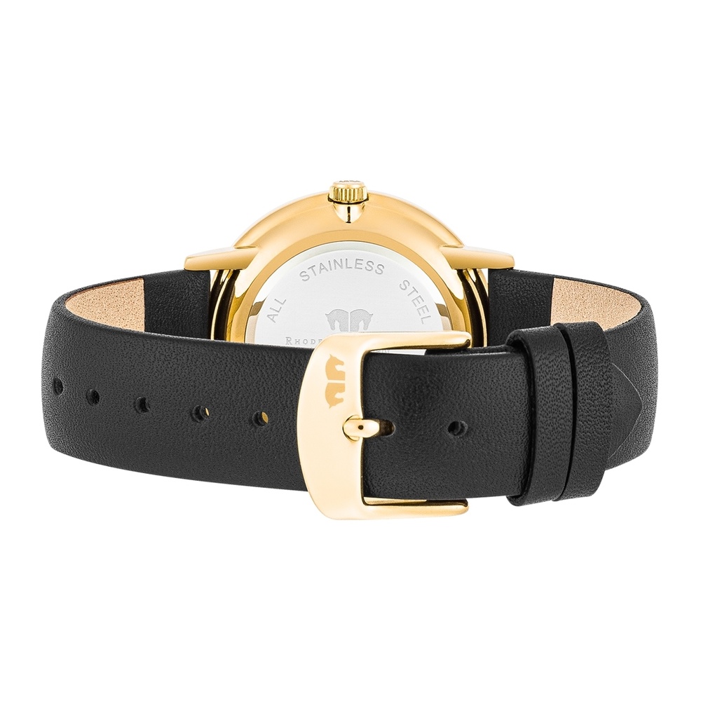 Rhodenwald & Söhne Montre à quartz Pamina en Or jaune Cuir véritable en Noir Montre