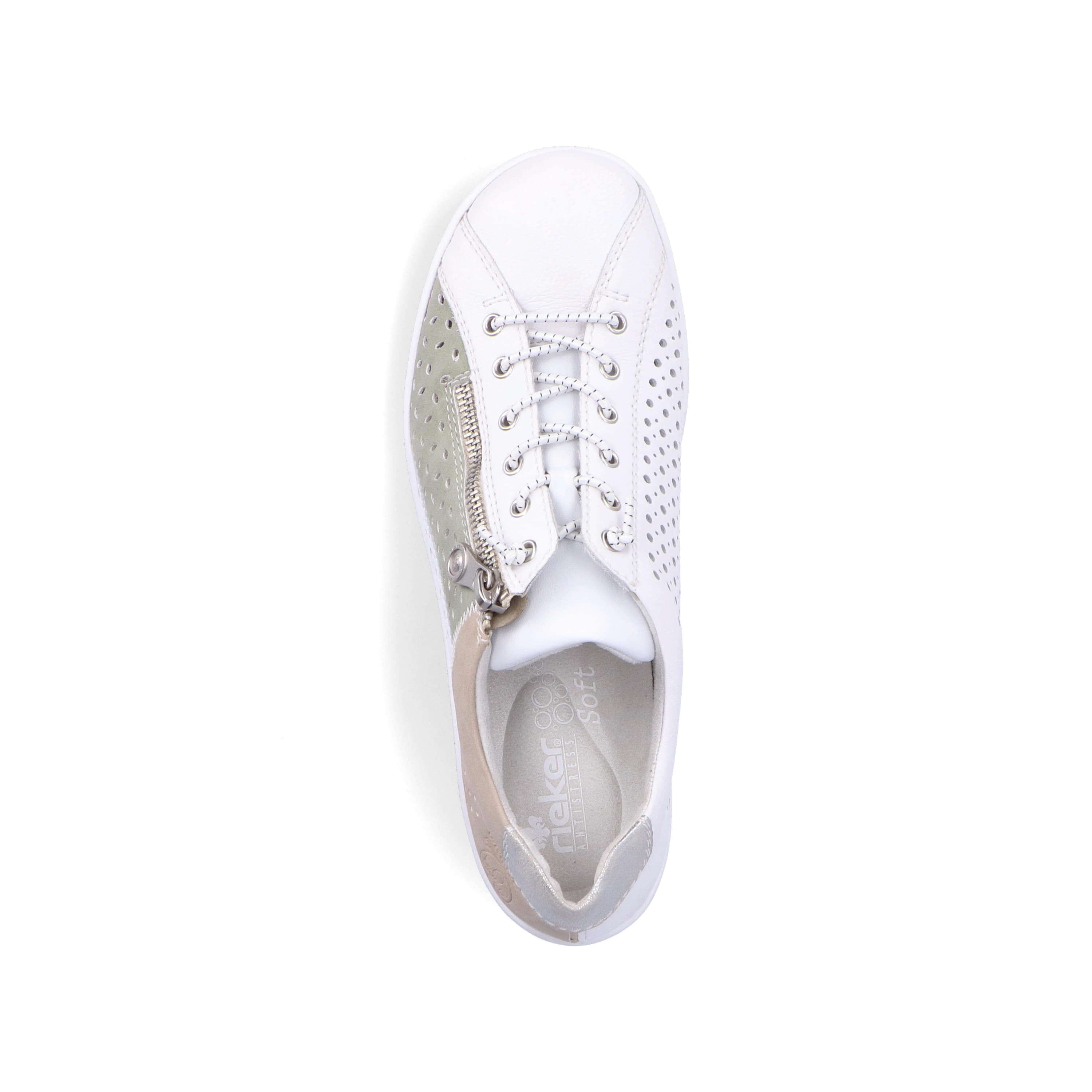 Rieker Damen Slipper perlweiß-mintgrün-beige