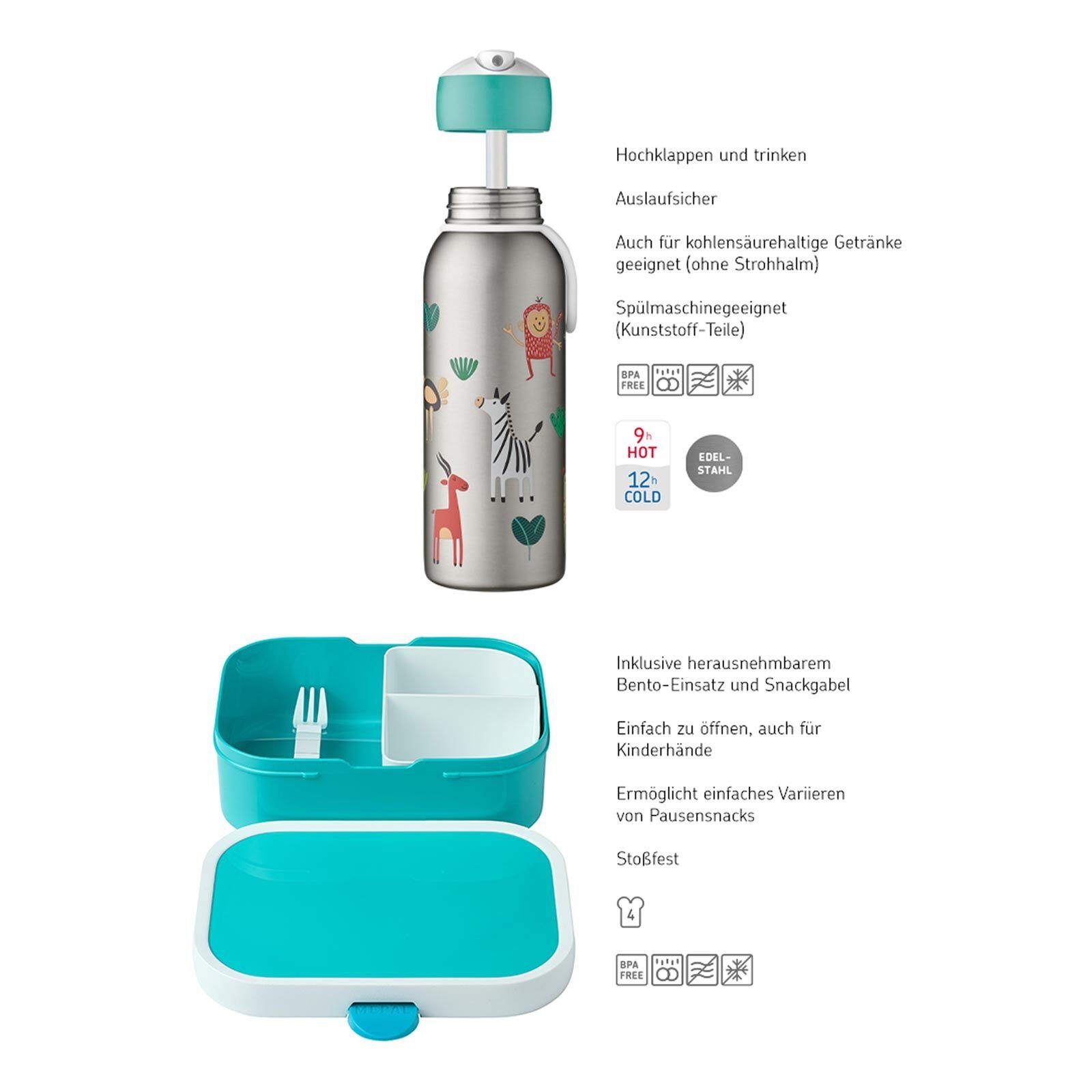 Mepal Lunchbox Campus Brotdose + Thermoflasche 2er Set, Material-Mix, (2-tlg), spülmaschinenfest