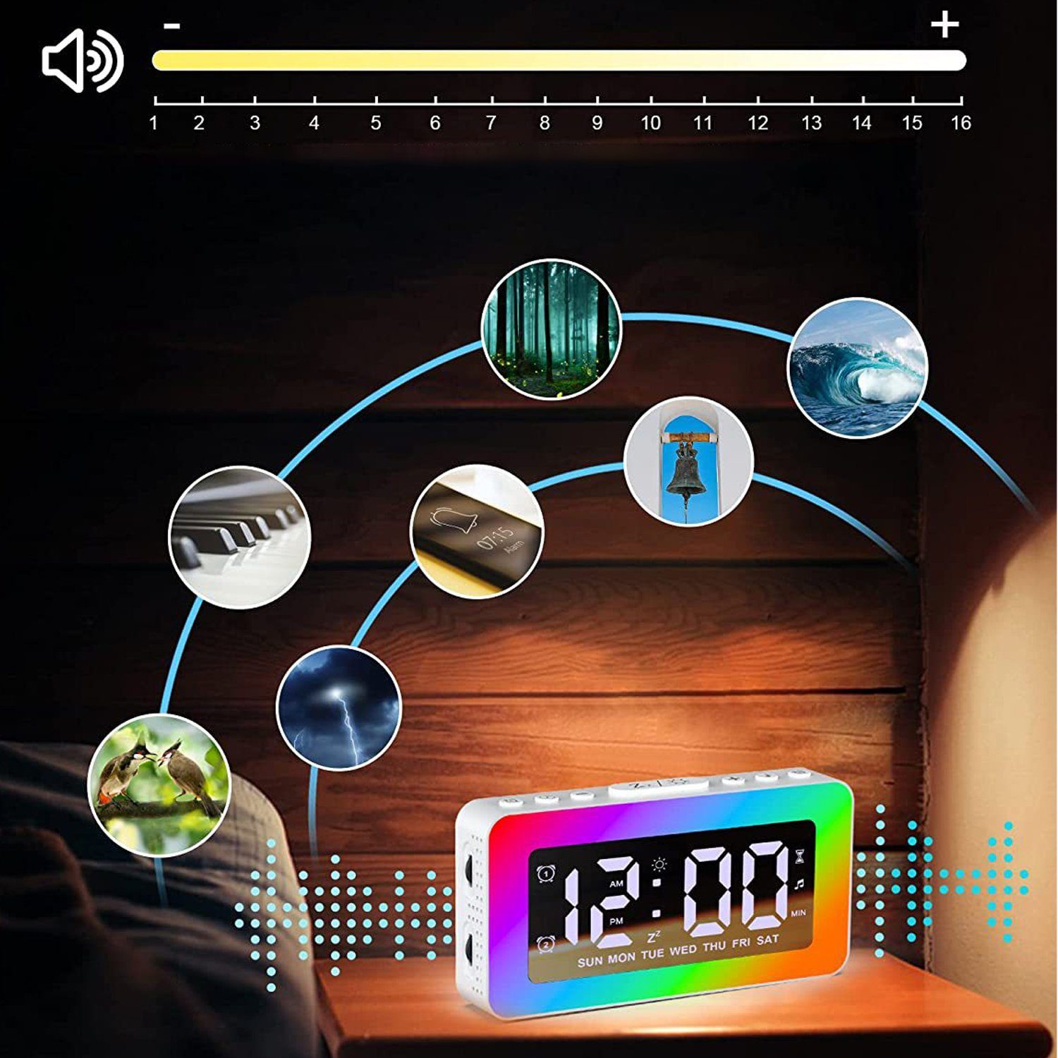 Bedee Wecker Wecker digital mit 2 Wecker Laut für Tiefschläfer mit Licht,Timer Nachttischwecker mit Großer LED Anzeige,dimmbare Helligkeit