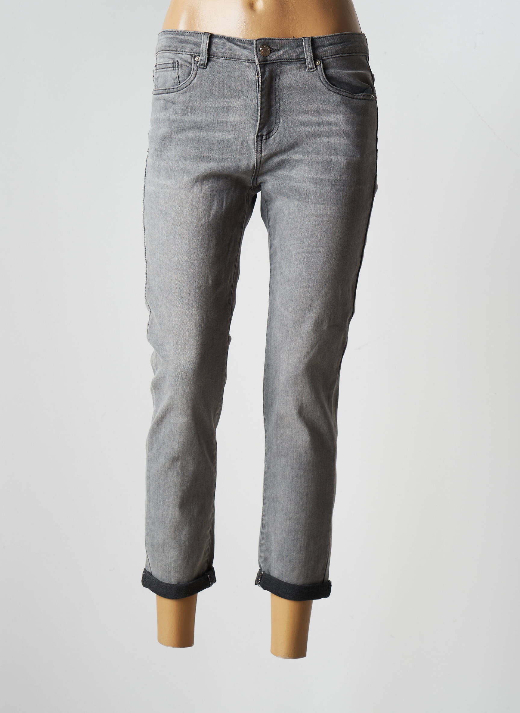 R Display Jeans Coupe Slim Femme couleur gris
