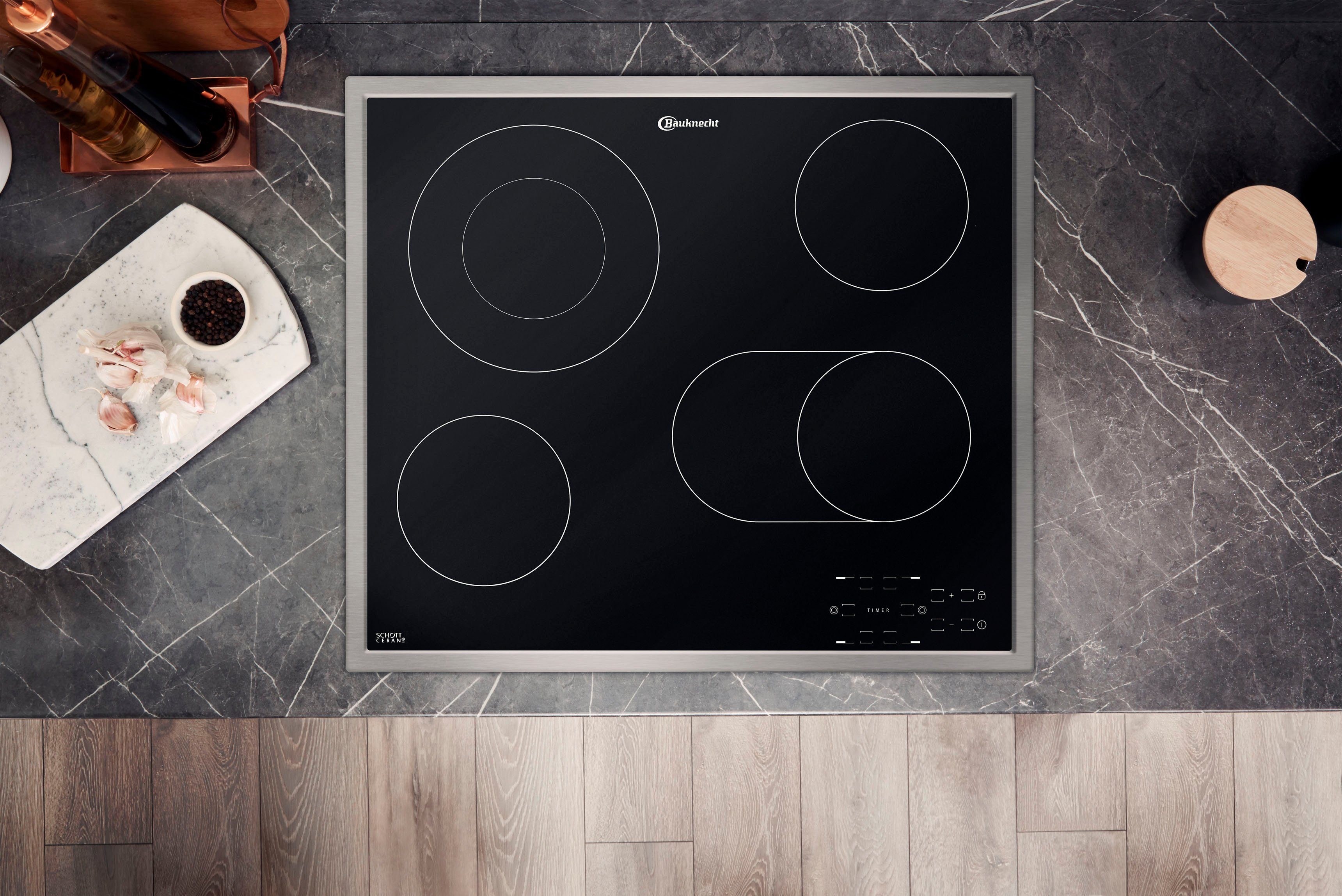 BAUKNECHT Backofen-Set BAKO4 HR6 BLACK, mit 2-fach-Teleskopauszug, Hydrolyse