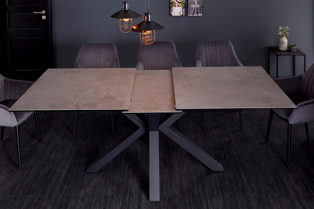 riess-ambiente Esstisch ETERNITY 180-225cm grau / schwarz (Einzelartikel, 1-St), Keramik · Metall · ausziehbar · Beton-Optik · Industrial Design