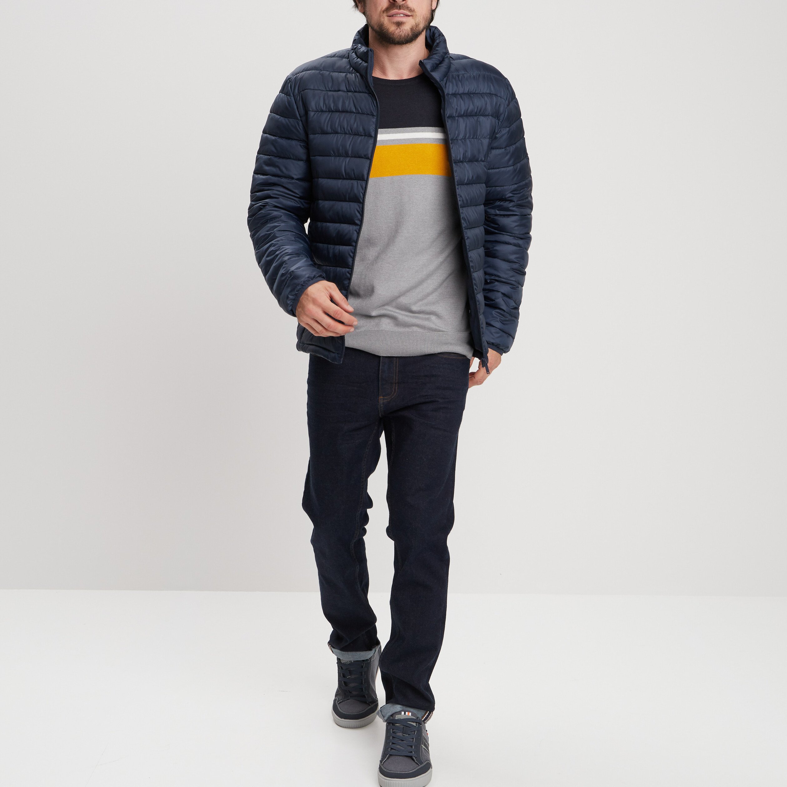 Pull fin manches longues gris homme | La Halle