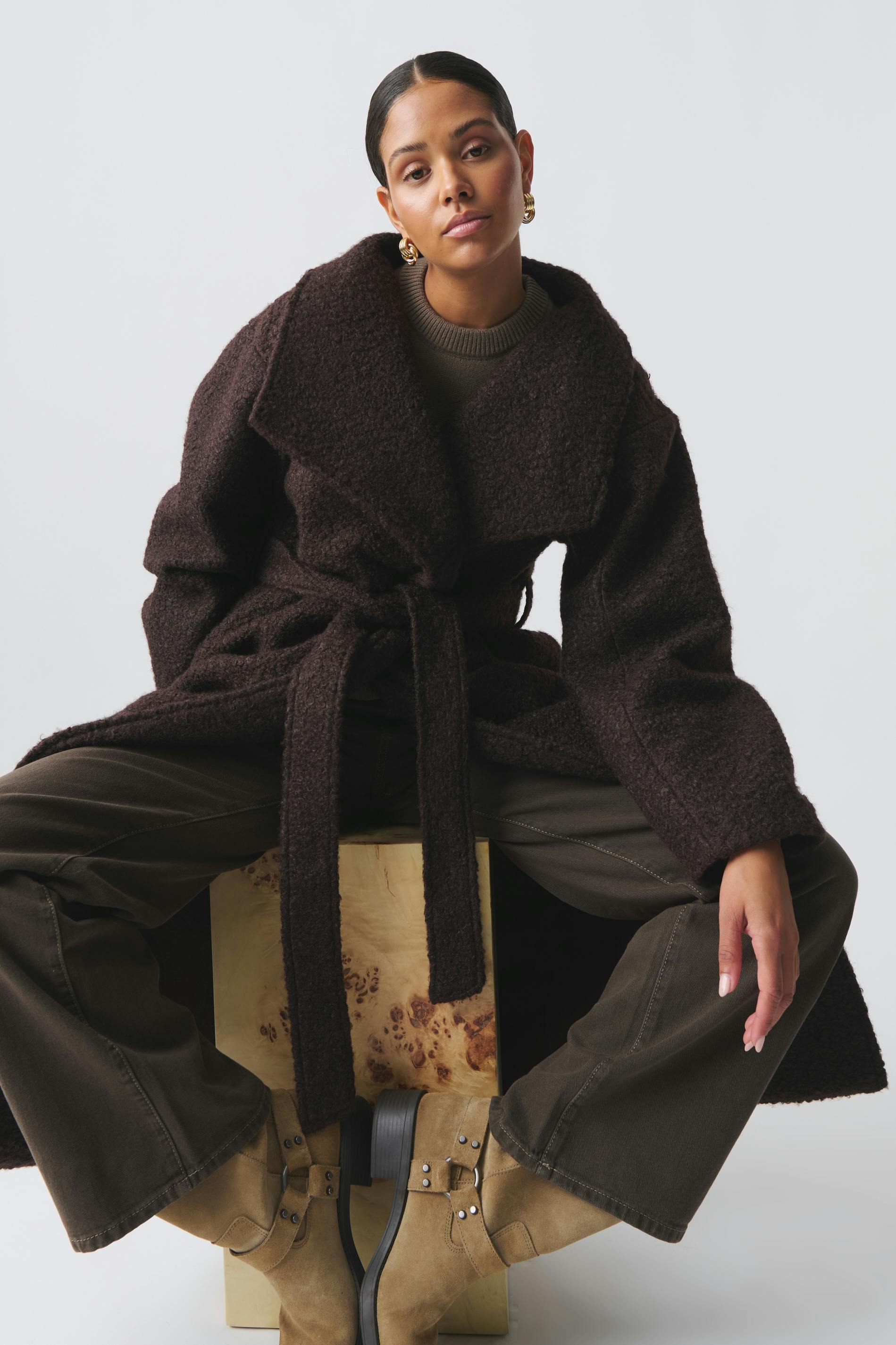Soft boucle long coat