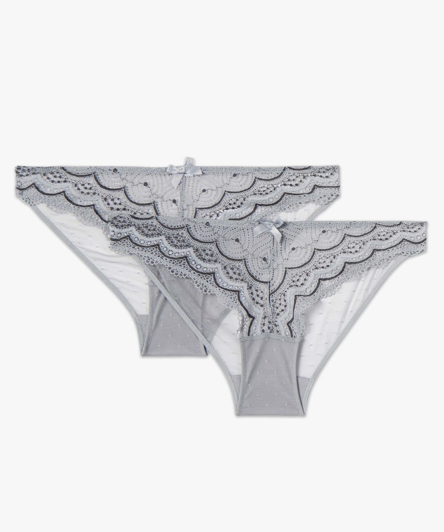 Culotte en dentelle et tulle femme (lot de 2) gris | GEMO