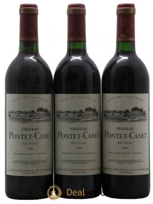 Château Pontet Canet 5ème Grand Cru Classé  1990 - Lot de 3 Bouteilles