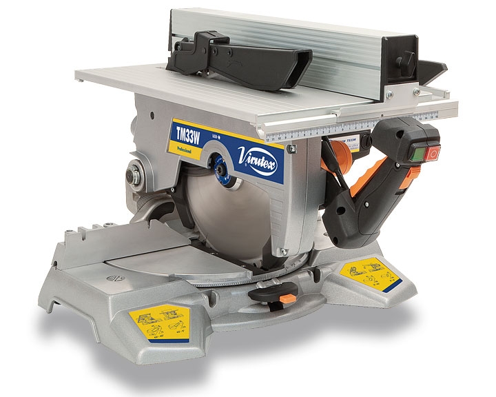 Sierra ingletadora Virutex 3300400 TM33W con mesa superior de 300 mm.