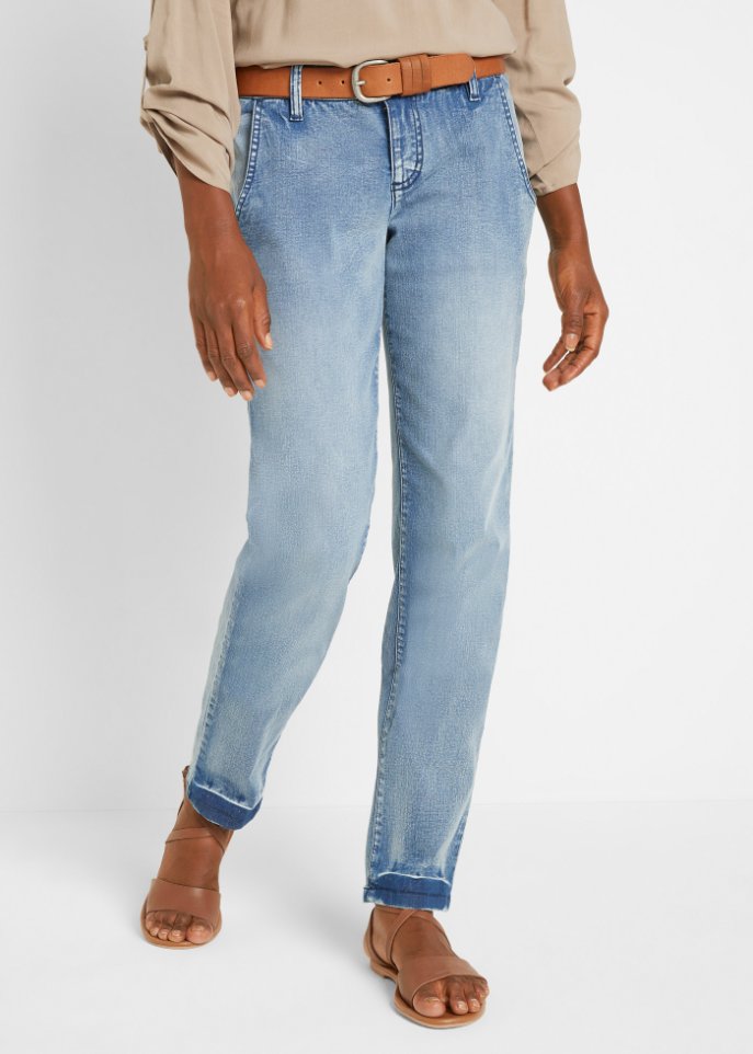 Soft-Stretch-Jeans im Chinostil, verkürzt