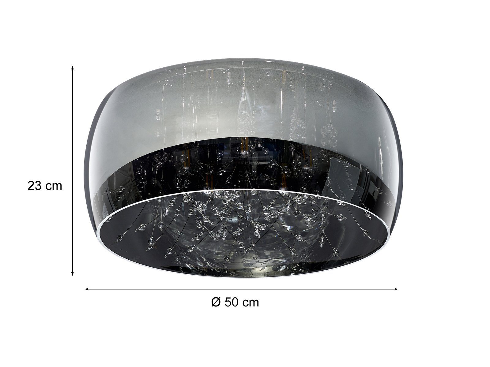 meineWunschleuchte LED Deckenleuchte, Dimmfunktion, LED wechselbar, Warmweiß, groß-e Lampenschirm Rauchglas Designer-lampen über-n Esstisch, Ø50cm