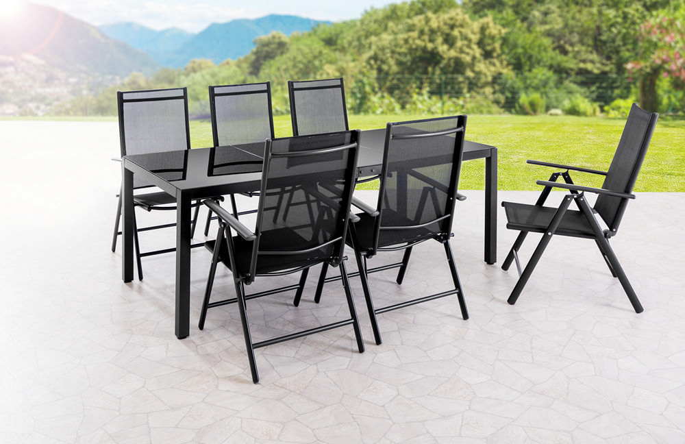 HC Home & Living Aluminium-Sitzgruppe 7tlg. - Anthrazit