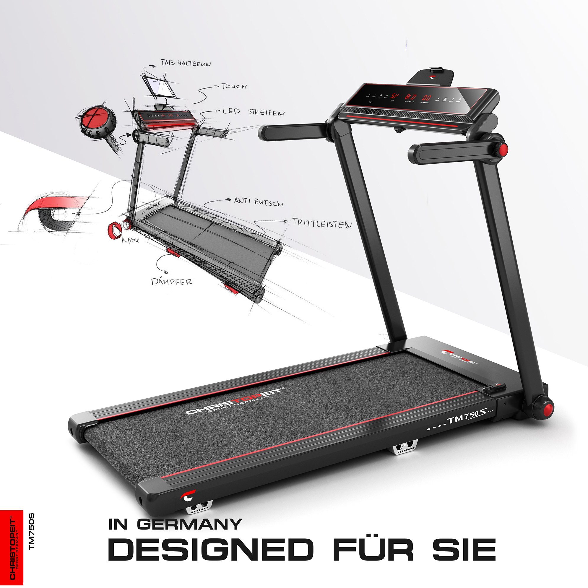 Christopeit Sport® Laufband TM 750 S, 95% vormontiert, nur 19 cm flach