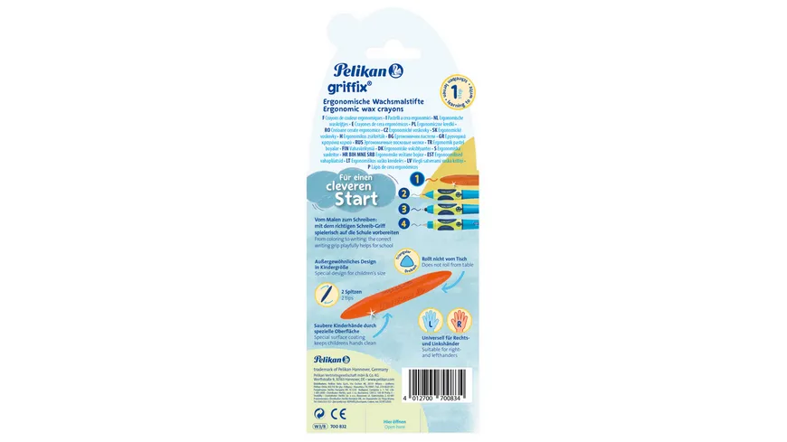 Pelikan griffix® Wachsmalstifte dreikantig  8 Farben