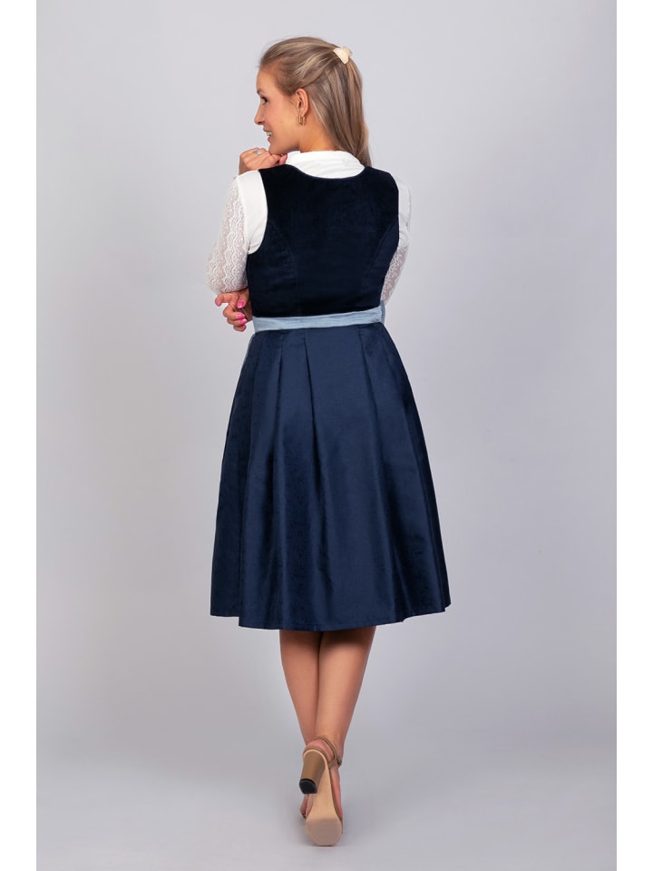 Edelnice Midi Dirndl Luna Samt Blau in blau günstig kaufen