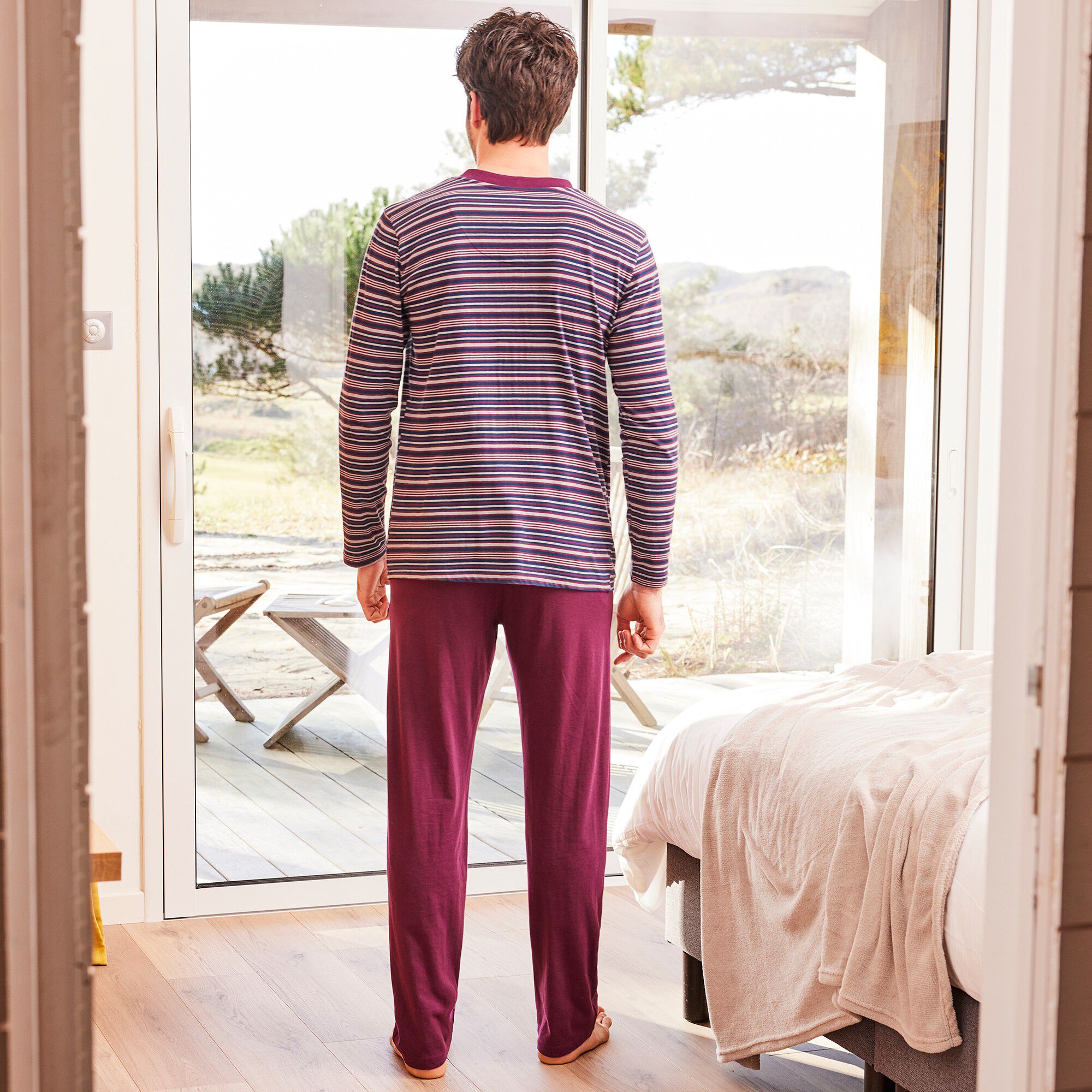 Pyjama rayé col tunisien